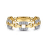 14K Yellow Gold Diamond and Chain Link Ring - 0.25 ct
