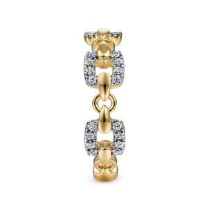 14K Yellow Gold Diamond and Chain Link Ring