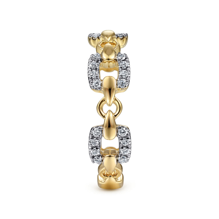 14K Yellow Gold Diamond and Chain Link Ring - 0.25 ct - Shot 4