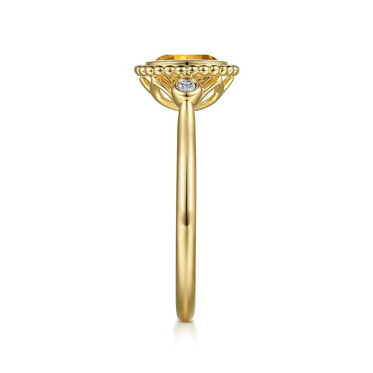 14K Yellow Gold Diamond and Citrine Bujukan Ladies' Ring