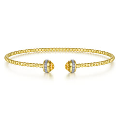 14K Yellow Gold Diamond and Citrine Bujukan Open Bangle