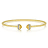 14K Yellow Gold Diamond and Citrine Bujukan Open Bangle - 0.2 ct
