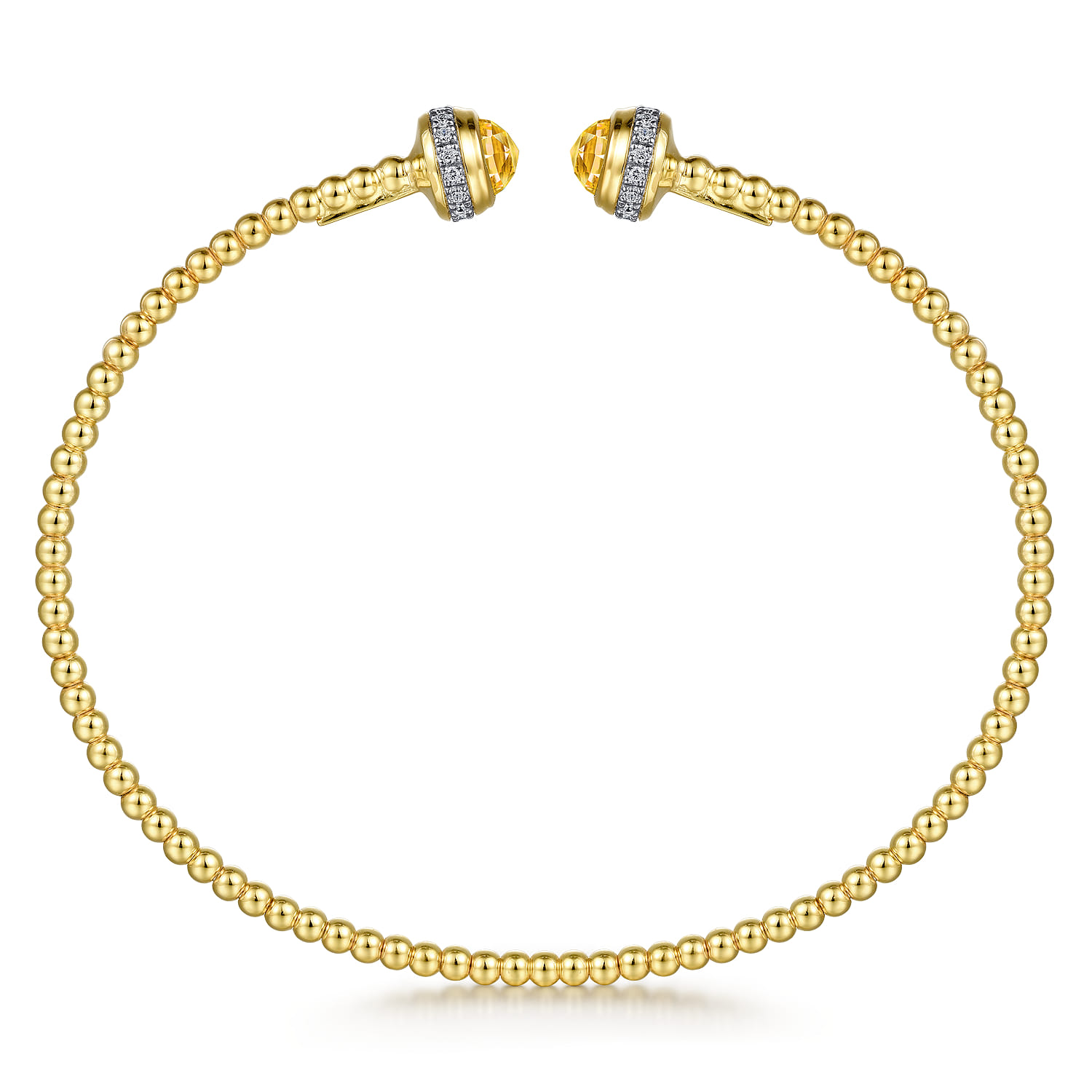 14K Yellow Gold Diamond and Citrine Bujukan Open Bangle - 0.2 ct - Shot 3