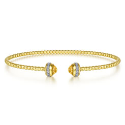 14K Yellow Gold Diamond and Citrine Bujukan Open Bangle