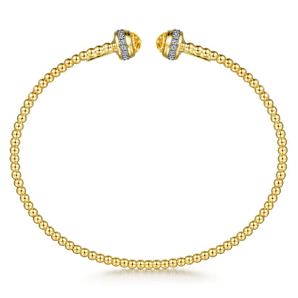 14K Yellow Gold Diamond and Citrine Bujukan Open Bangle
