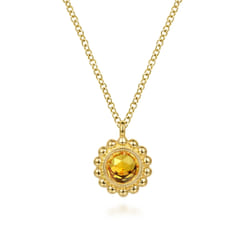 14K Yellow Gold Diamond and Citrine Bujukan Pendant Necklace