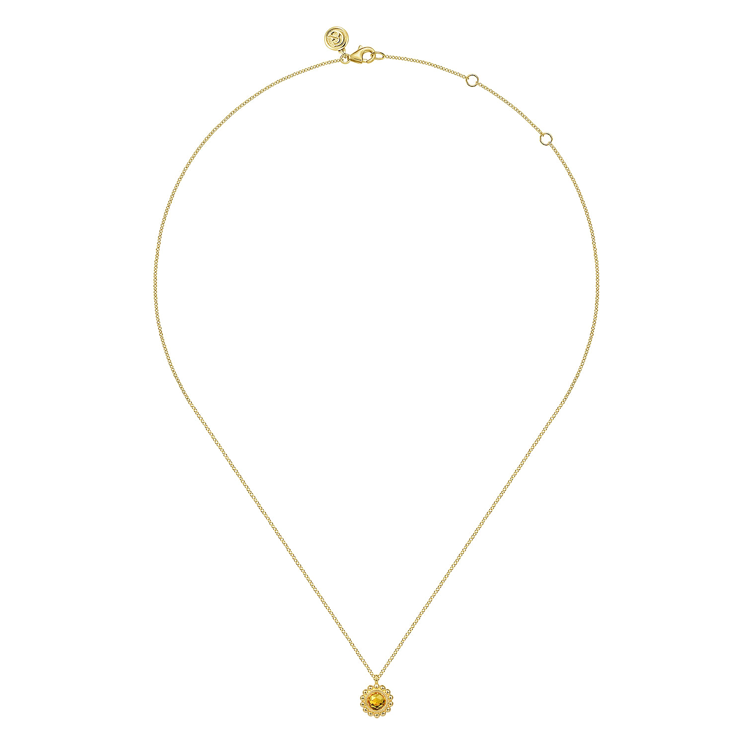 14K Yellow Gold Diamond and Citrine Bujukan Pendant Necklace