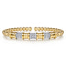 14K Yellow Gold Diamond and Diamond Cut Station Cuff Bangle Bracelet - 0.75 ct