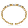 14K Yellow Gold Diamond and Diamond Cut Station Cuff Bangle Bracelet - 0.75 ct