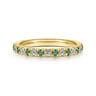 Straight Wedding Ring in 14k Yellow Gold with Round Emerald at Gabriel & Co.