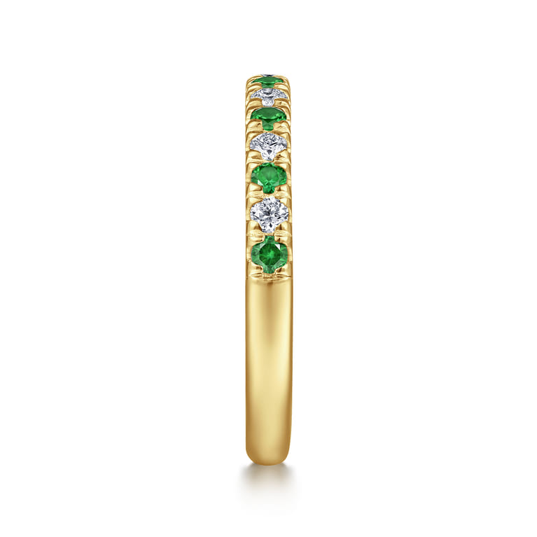 Straight Wedding Ring in 14k Yellow Gold with Round Emerald at Gabriel & Co. - Shot 4