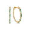 14K Yellow Gold Diamond and Emerald Bujukan 30mm Classic Hoop Earrings - 0.22 ct
