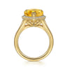 14K Yellow Gold Diamond and Flat Pear Shape Citrine Ladies Ring With Flower Pattern Gallery - 0.21 ct