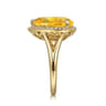 14K Yellow Gold Diamond and Flat Pear Shape Citrine Ladies Ring With Flower Pattern Gallery - 0.21 ct