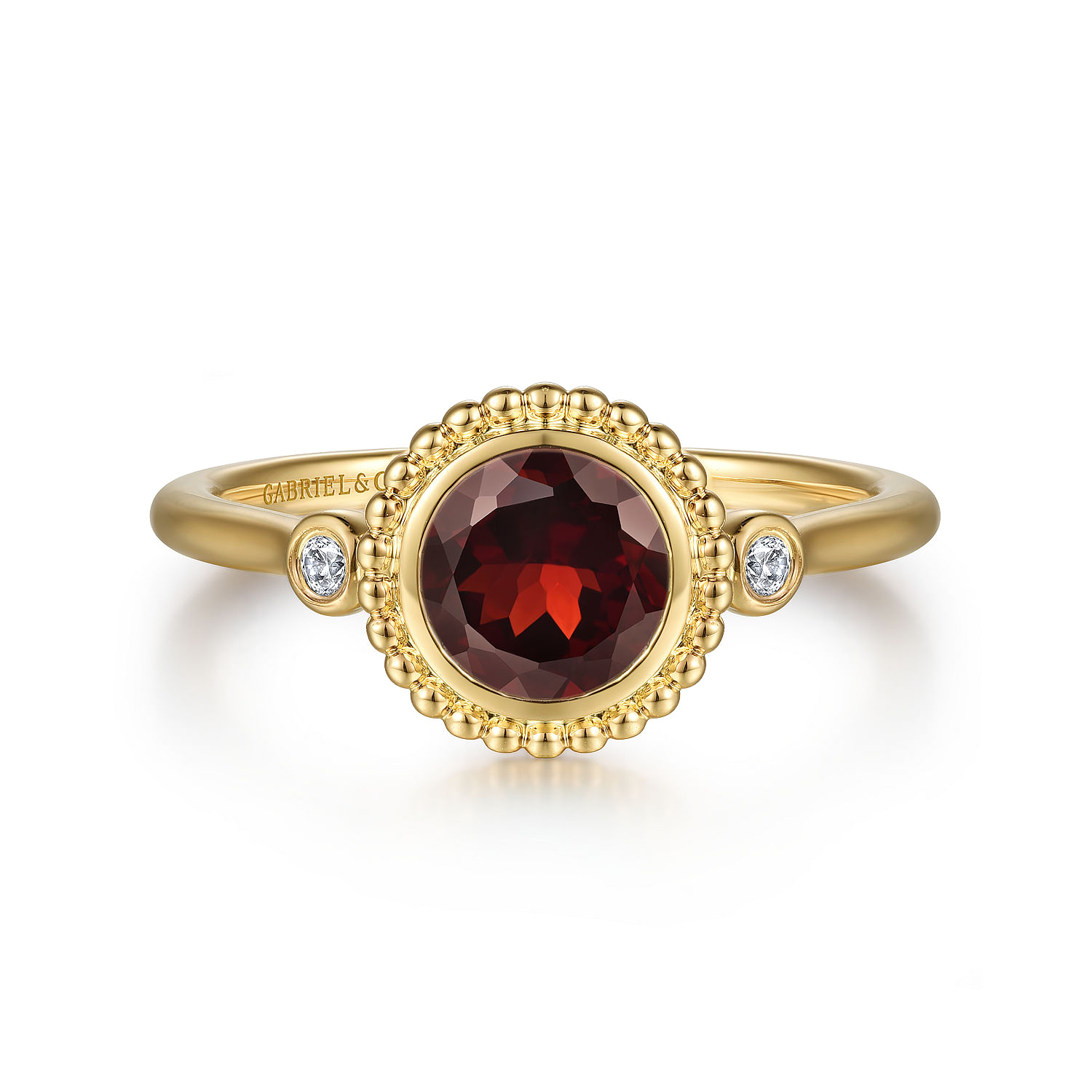 14K Yellow Gold Diamond and Garnet Bujukan Ladies' Ring