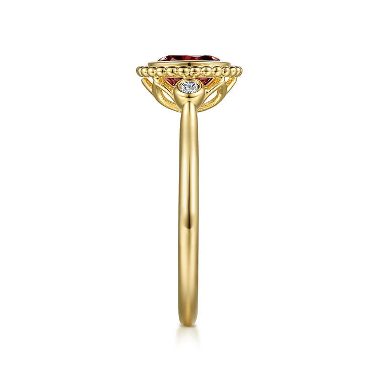14K Yellow Gold Diamond and Garnet Bujukan Ladies' Ring