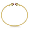 14K Yellow Gold Diamond and Garnet Bujukan Open Bangle - 0.2 ct