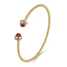 14K Yellow Gold Diamond and Garnet Bujukan Open Bangle - 0.2 ct
