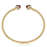 14K Yellow Gold Diamond and Garnet Bujukan Open Bangle - 0.2 ct