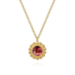 14K Yellow Gold Diamond and Garnet Bujukan Pendant Necklace