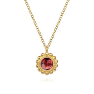 14K Yellow Gold Diamond and Garnet Bujukan Pendant Necklace