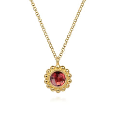 14K Yellow Gold Diamond and Garnet Bujukan Pendant Necklace