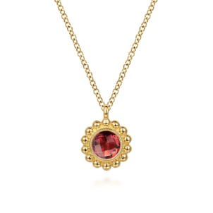 14K Yellow Gold Diamond and Garnet Bujukan Pendant Necklace