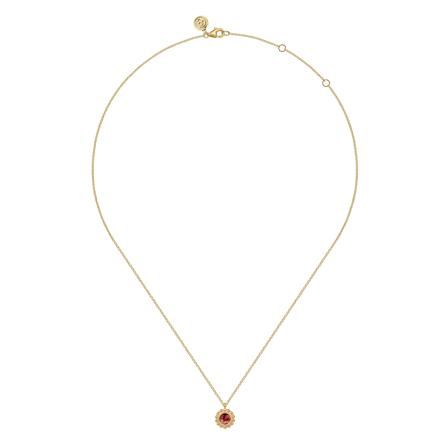 14K Yellow Gold Diamond and Garnet Bujukan Pendant Necklace