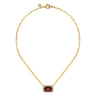 14K Yellow Gold Diamond and Garnet Emerald Cut Necklace With Flower Pattern Gallery - 0.5 ct