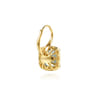 14K Yellow Gold Diamond and Green Amethyst Cushion Cut Earrings With Flower Pattern J-Back - 0.5 ct
