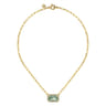 14K Yellow Gold Diamond and Green Amethyst Emerald Cut Necklace With Flower Pattern Gallery - 0.5 ct