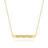 14K Yellow Gold Diamond and Half Cube Bar Necklace - 0.05 ct