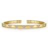 14K Yellow Gold Diamond and Half Cube Cuff Bangle Bracelet - 0.14 ct