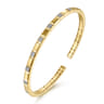 14K Yellow Gold Diamond and Half Cube Cuff Bangle Bracelet - 0.14 ct