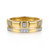 14K Yellow Gold Diamond and Half Cube Easy Stackable Ring - 0.14 ct