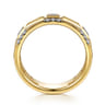 14K Yellow Gold Diamond and Half Cube Easy Stackable Ring - 0.14 ct