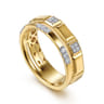 14K Yellow Gold Diamond and Half Cube Easy Stackable Ring - 0.14 ct