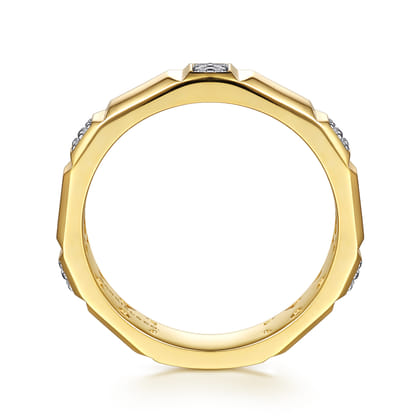 14K Yellow Gold Diamond and Half Cube Stackable Ring