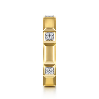 14K Yellow Gold Diamond and Half Cube Stackable Ring