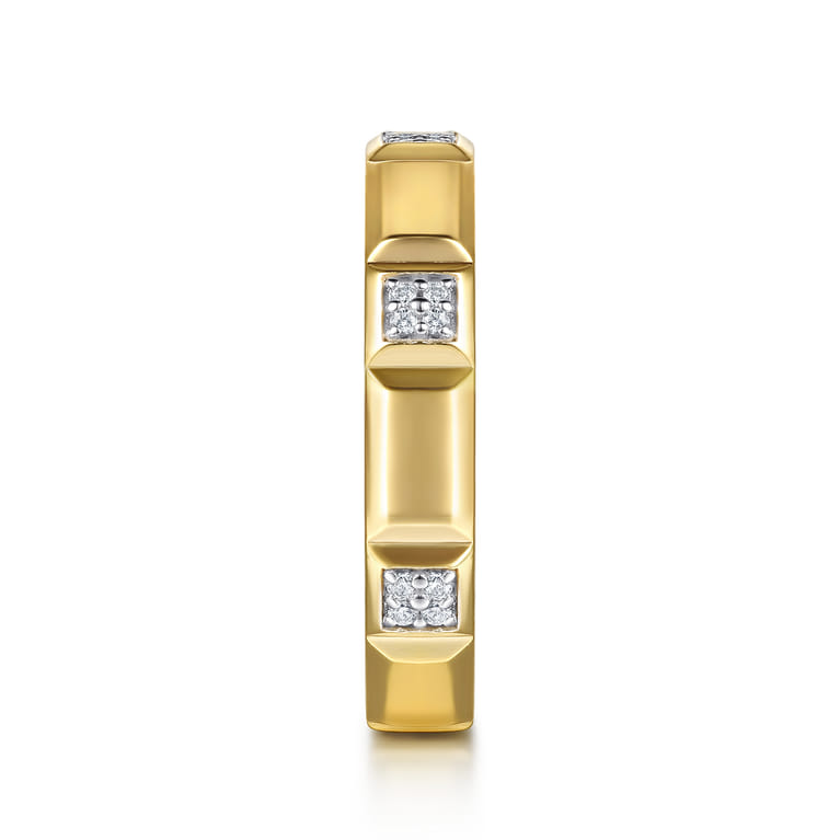 14K Yellow Gold Diamond and Half Cube Stackable Ring - 0.08 ct - Shot 4