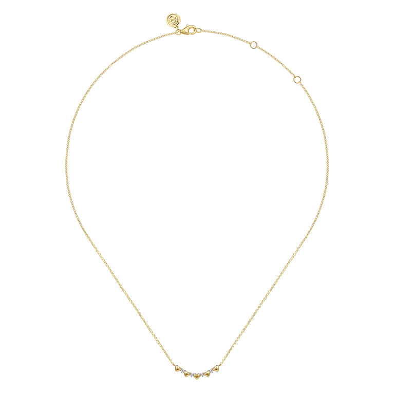 14K Yellow Gold Diamond and Heart Bar Necklace - 0.05 ct - Shot 2