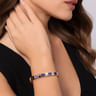 14K Yellow Gold Diamond and Lapis Bangle Bracelet - 0.14 ct