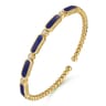14K Yellow Gold Diamond and Lapis Bujukan Bangle - 0.21 ct