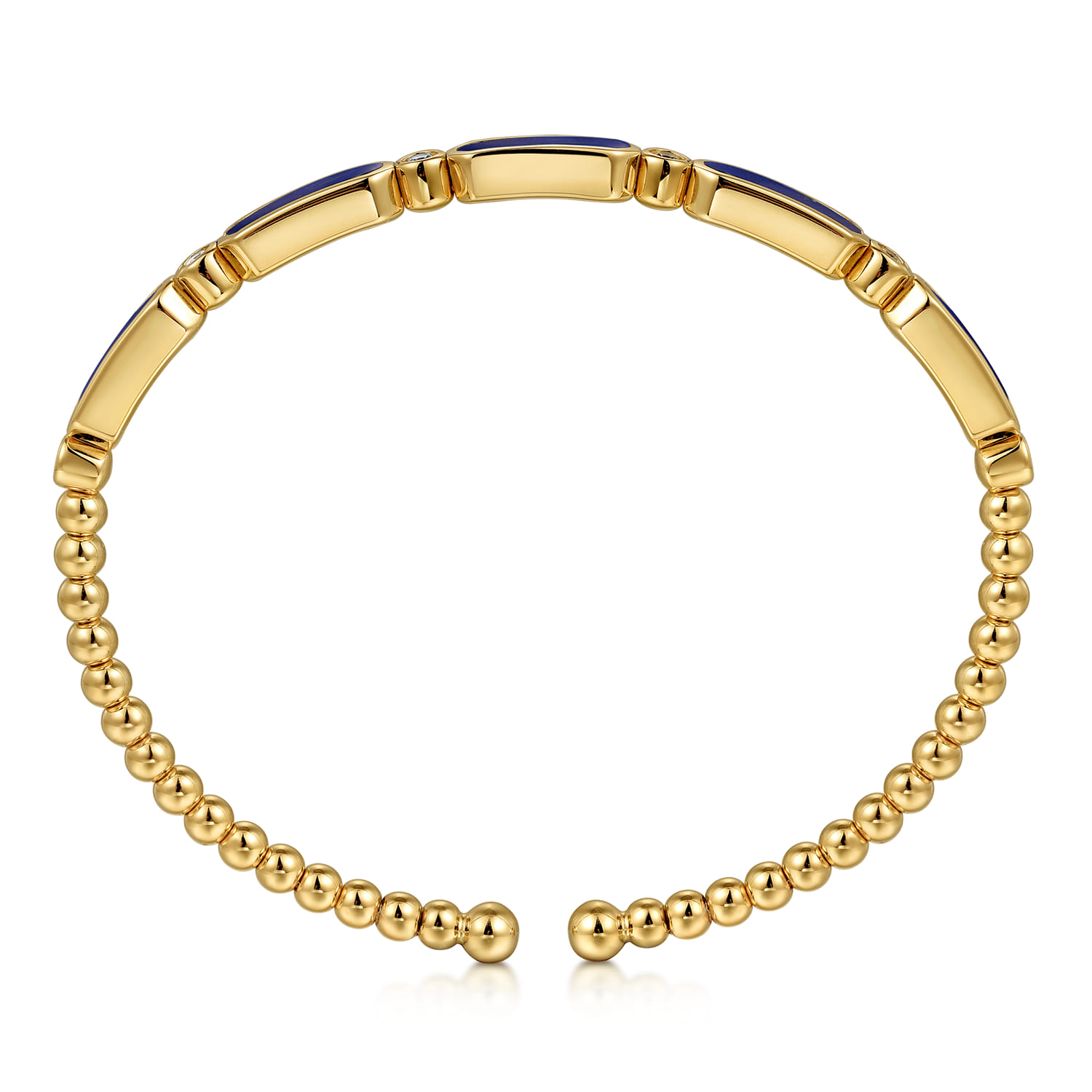 14K Yellow Gold Diamond and Lapis Bujukan Bangle - 0.21 ct - Shot 3