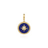 14K Yellow Gold Diamond and Lapis Bujukan Medallion Pendant in Size 18mm With Detachable Bail - 0.02 ct
