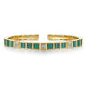 14K Yellow Gold Diamond and Malachite Bangle Bracelet - 0.07 ct