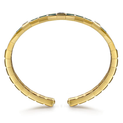 14K Yellow Gold Diamond and Malachite Bangle Bracelet