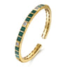 14K Yellow Gold Diamond and Malachite Bangle Bracelet - 0.07 ct