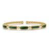 14K Yellow Gold Diamond and Malachite Bujukan Bangle - 0.21 ct