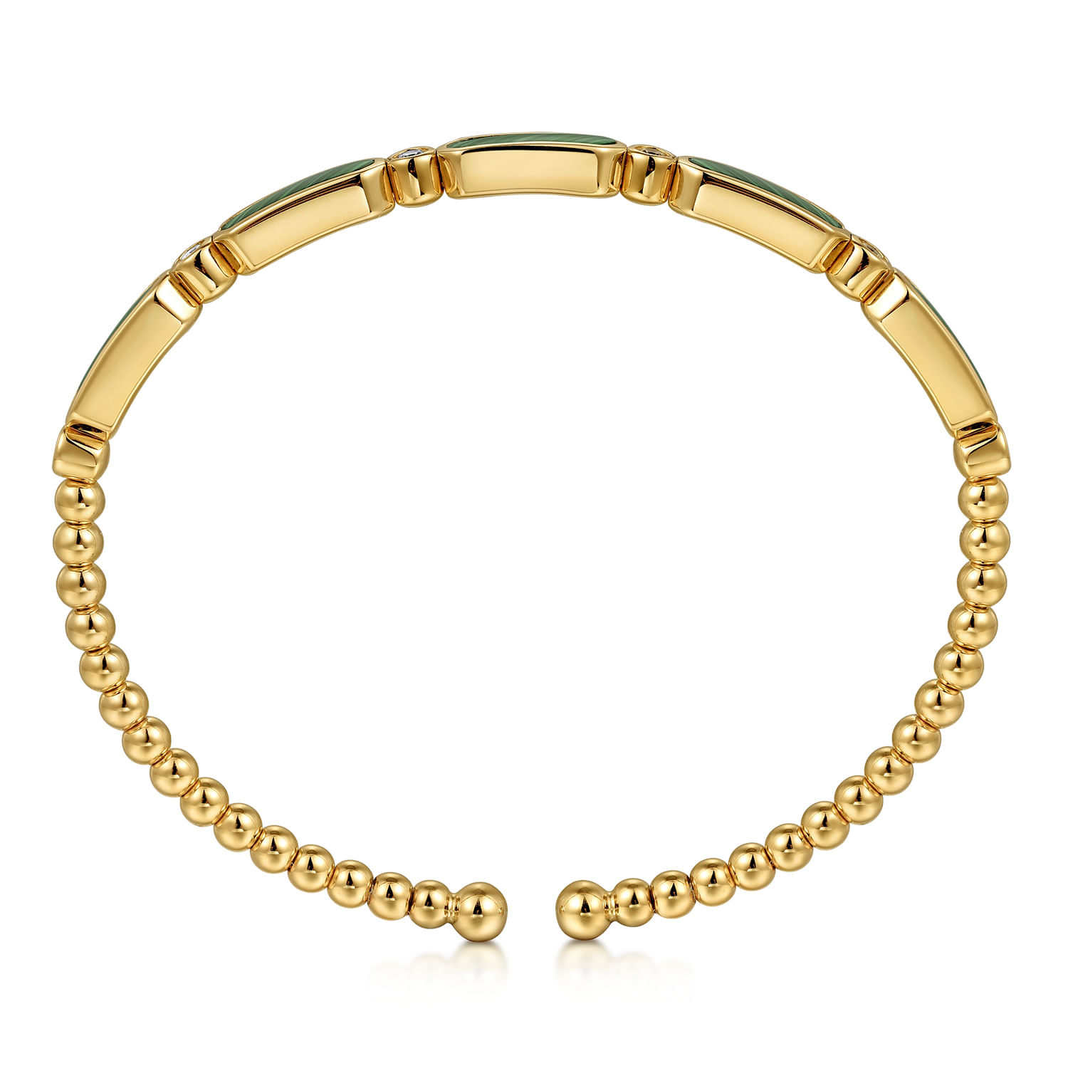 14K Yellow Gold Diamond and Malachite Bujukan Bangle